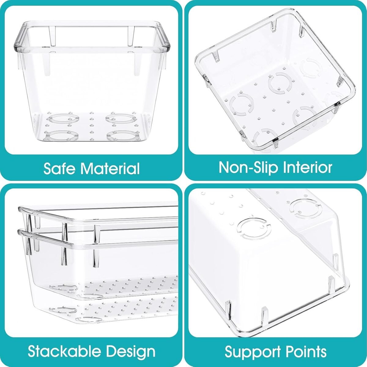 1743945146 33 PCS Clear Plastic Drawer Organizers Set 4 Size Desk