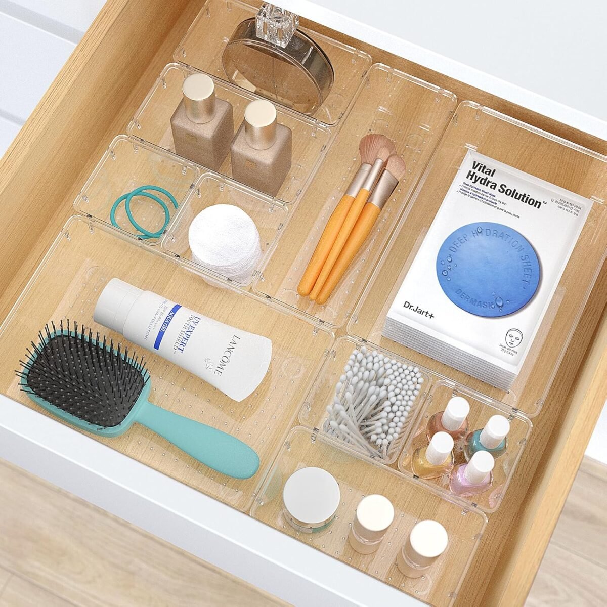 1743945154 33 PCS Clear Plastic Drawer Organizers Set 4 Size Desk