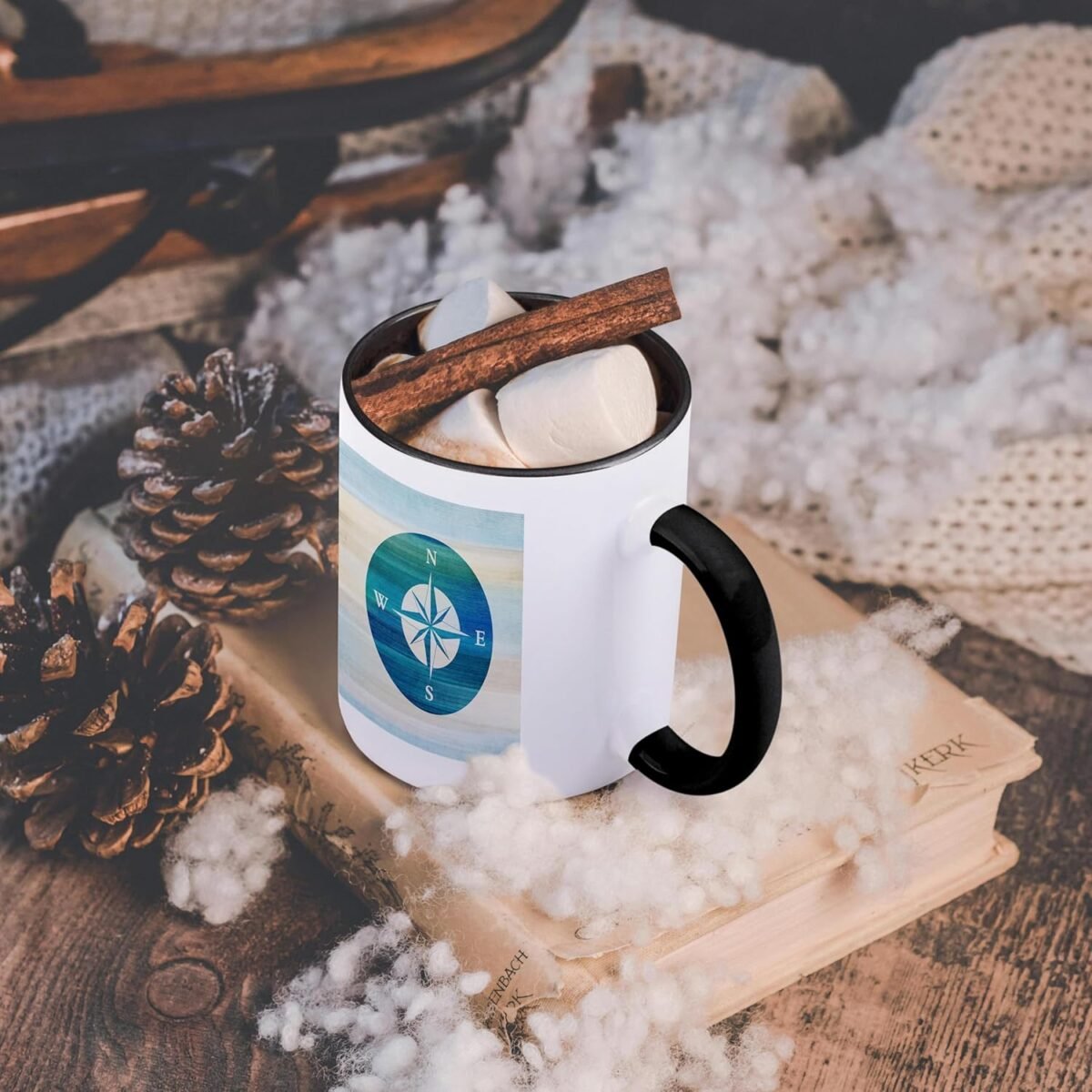 1744204815 3dRose Aqua Nautical Compass Beach Theme Art Mug 11 oz