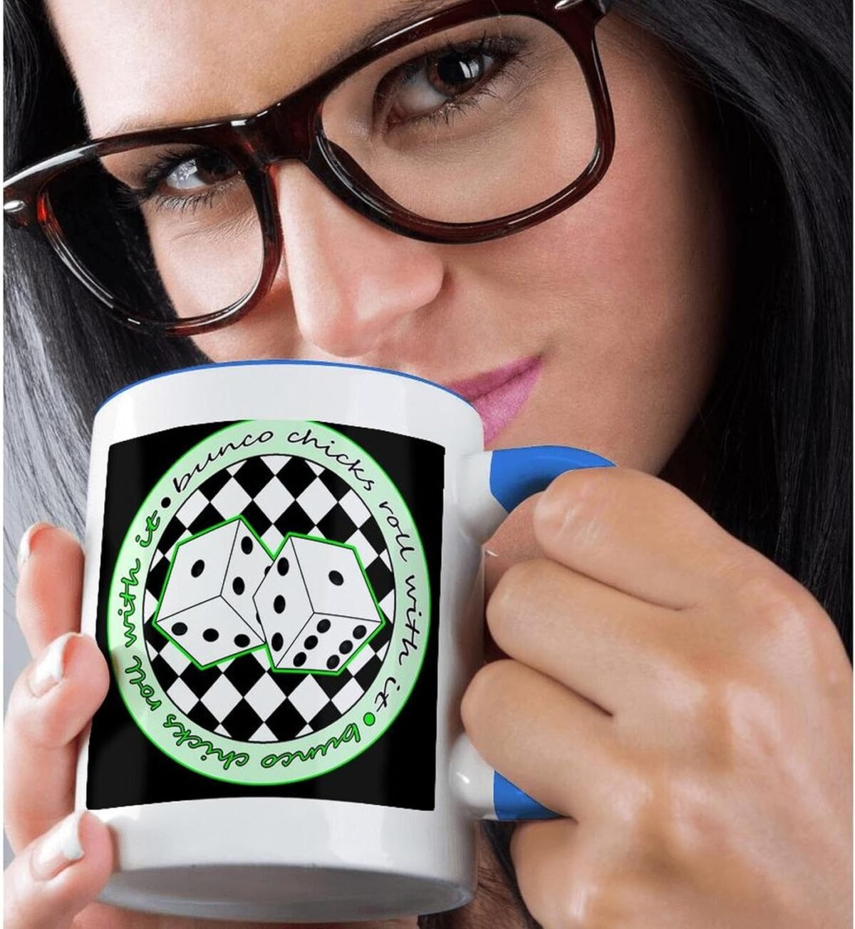 1744724009 3dRose 15oz Coffee Mug Two Tone Blue Bunco Chicks Roll