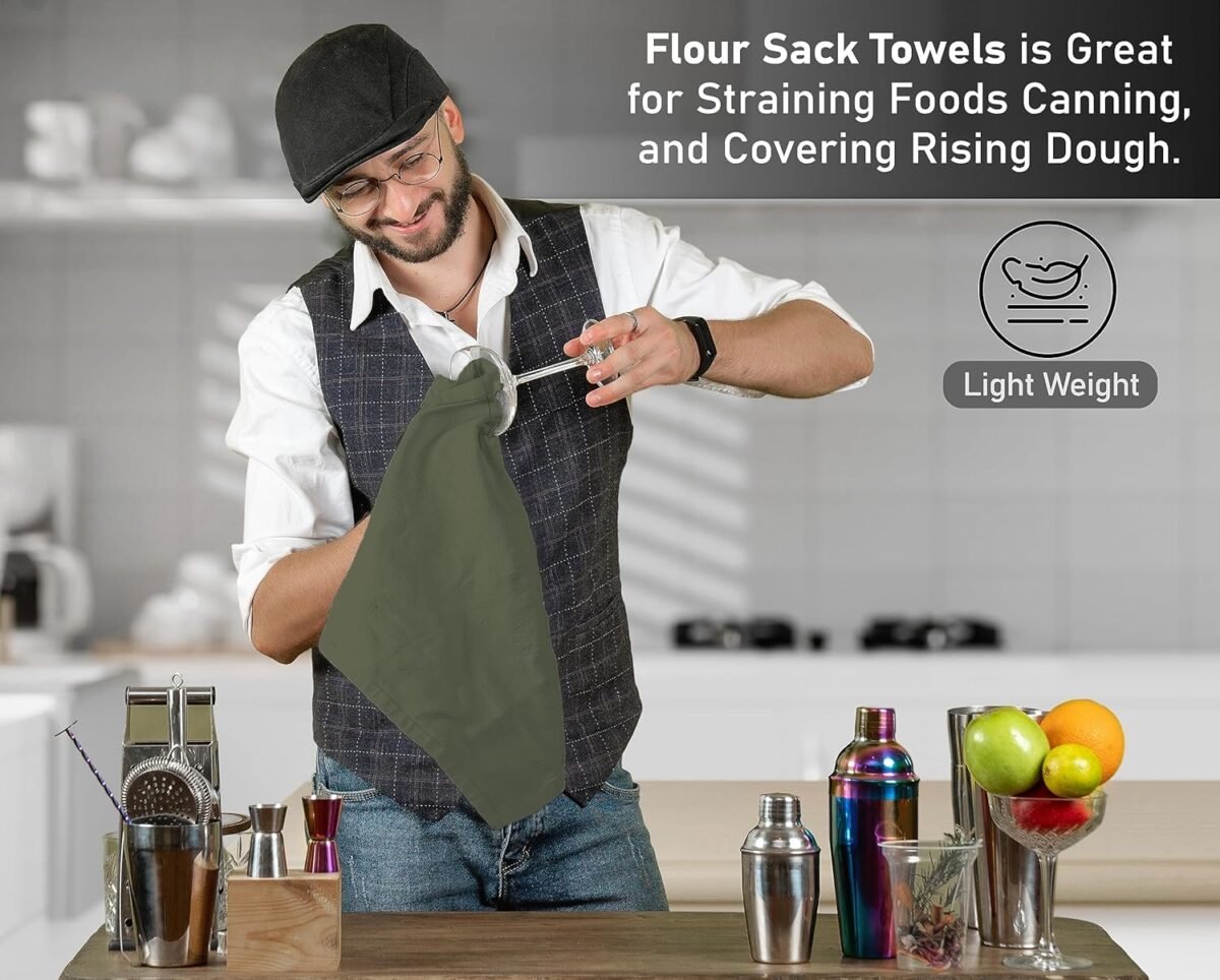 1744810450 RUVANTI Flour Sack Towels 12 Pack 28 x 28 Inches Ring