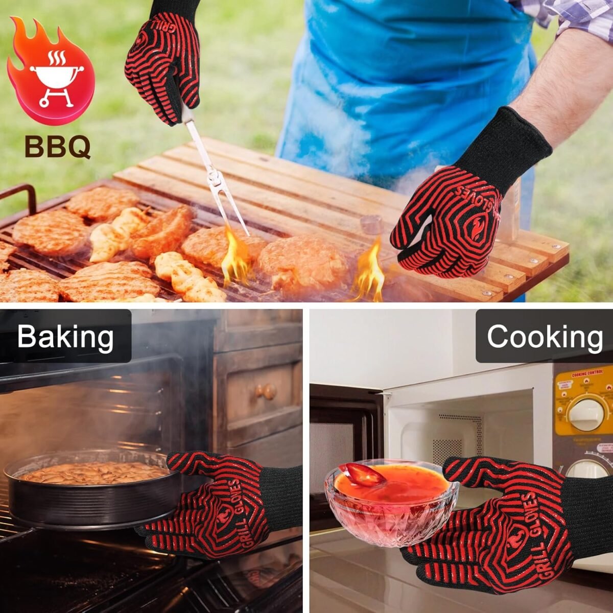 1745156443 BBQ Gloves BBQ Accessories 1472℉ Extreme Heat Resistan