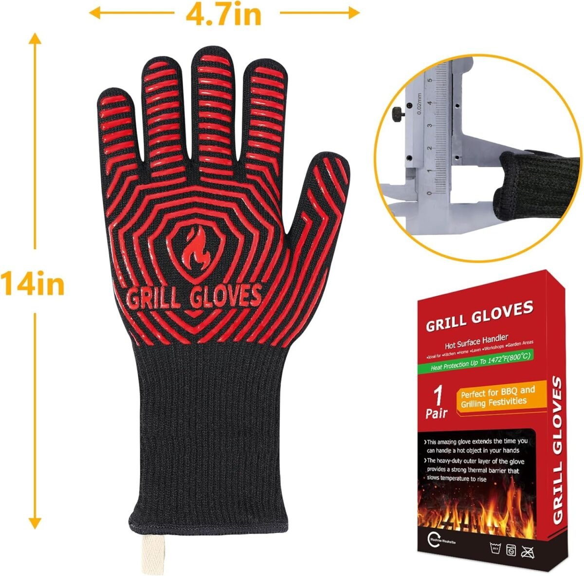 1745156462 BBQ Gloves BBQ Accessories 1472℉ Extreme Heat Resistan