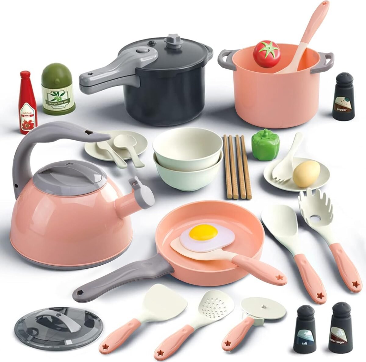 Bruvoalon 32Pcs Kids Play Kitchen Toys Set Toddlers Pr