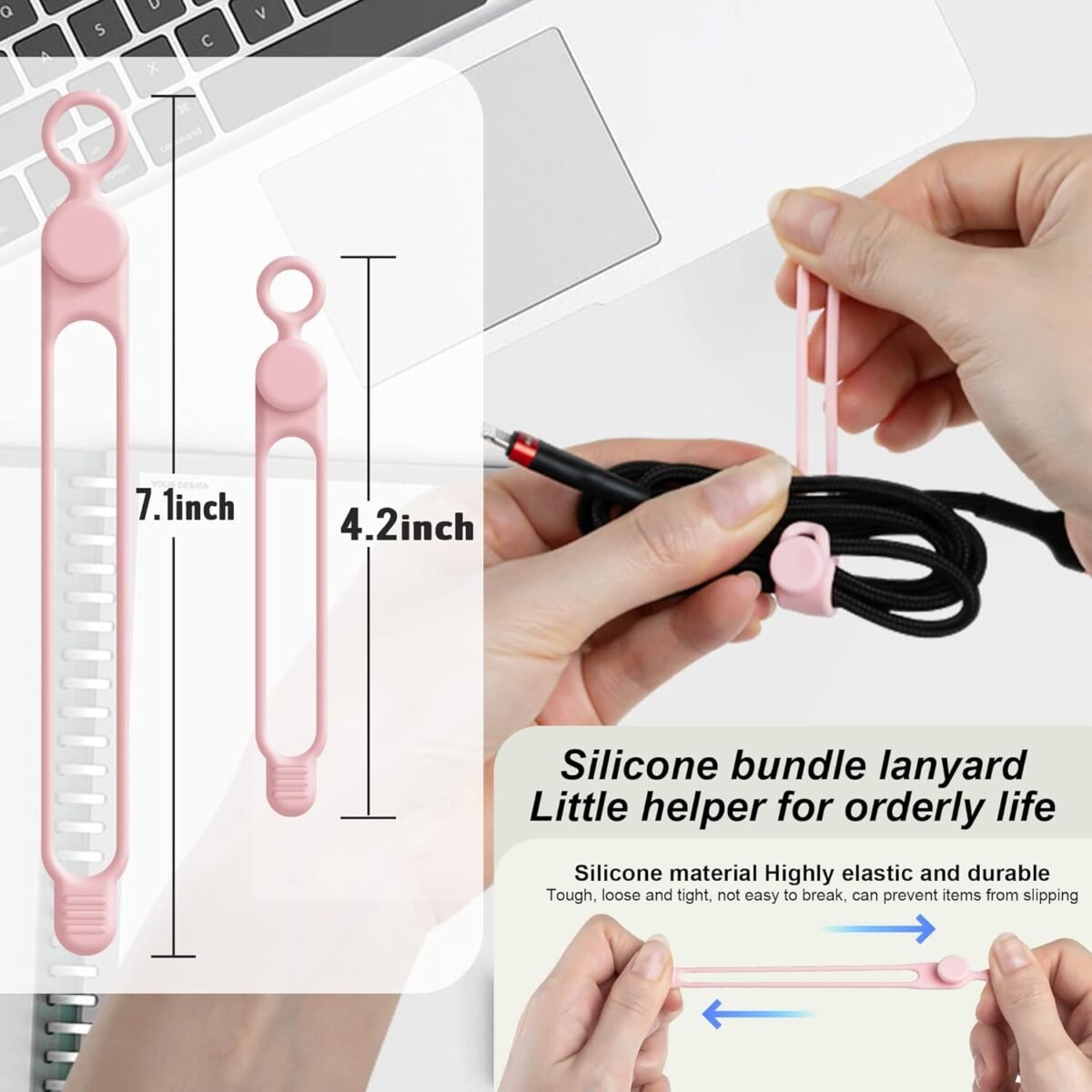 1746628400 Nearockle Silicone Cable Ties Cord Organizer for Cable