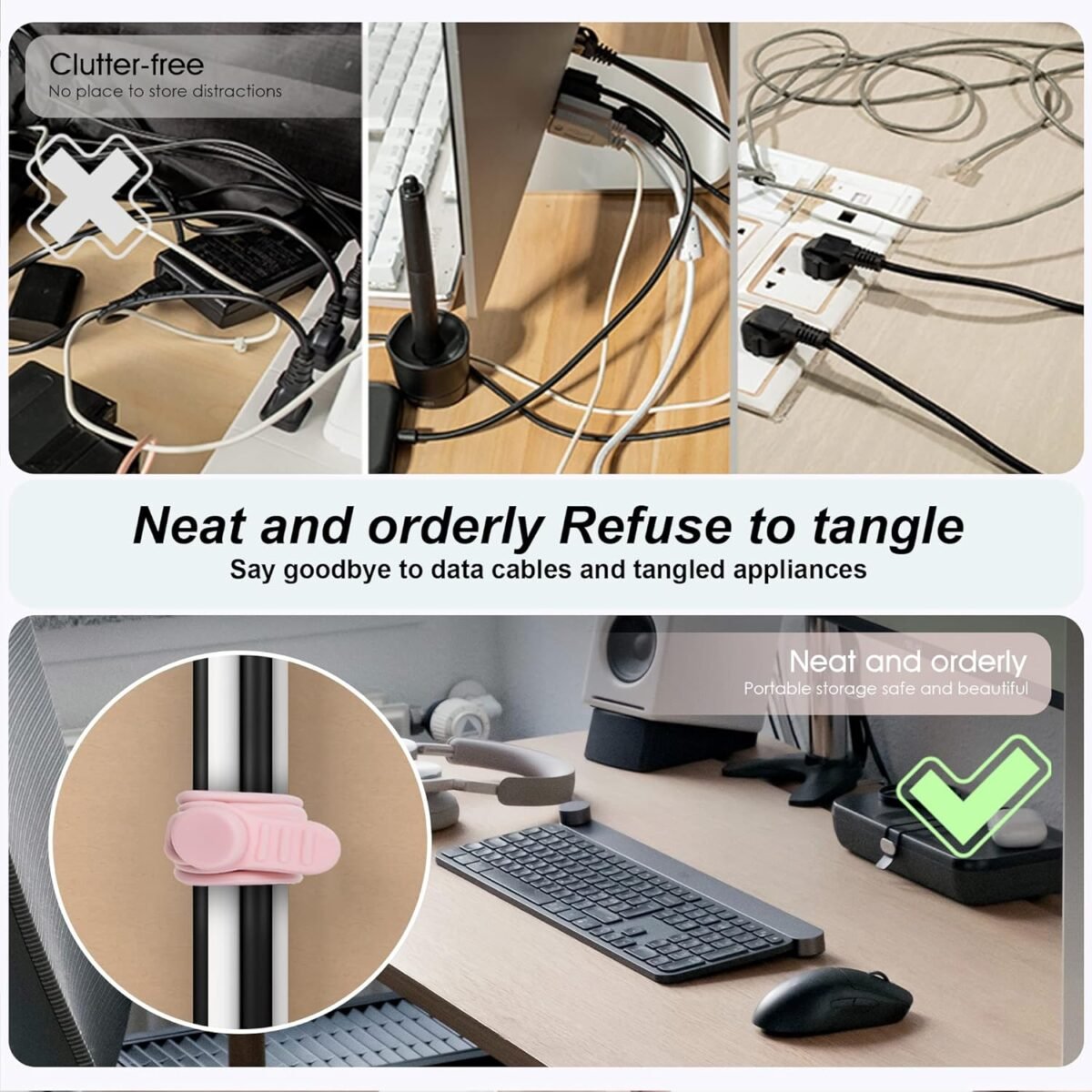 1746628401 Nearockle Silicone Cable Ties Cord Organizer for Cable