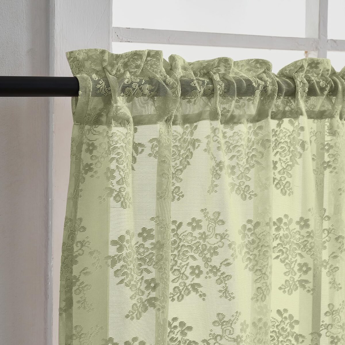 1747494101 Sage Green Kitchen Curtains 36 inch Length 2 Panels Spr