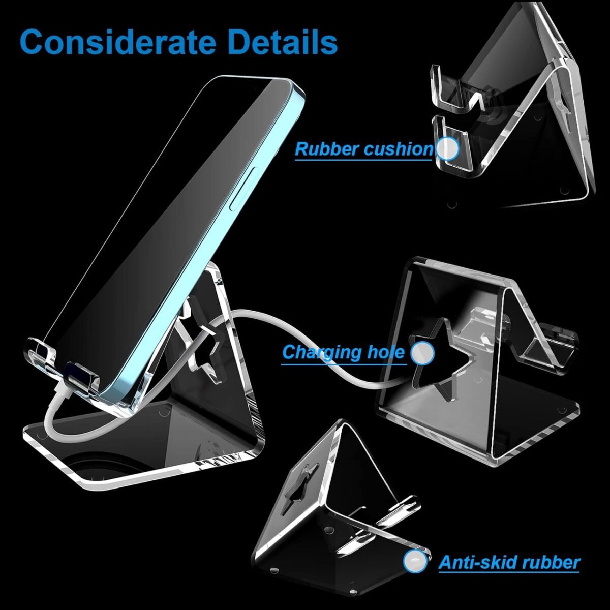1747841132 Crpich Acrylic Cell Phone Stand Portable Phone Holder