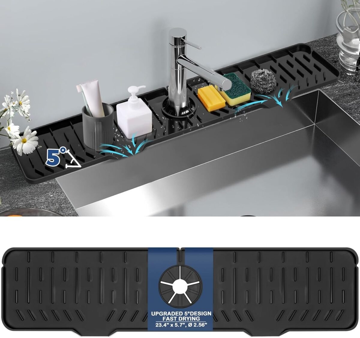 24 Splash Guard Plus Size Silicone Sink Faucet Drying