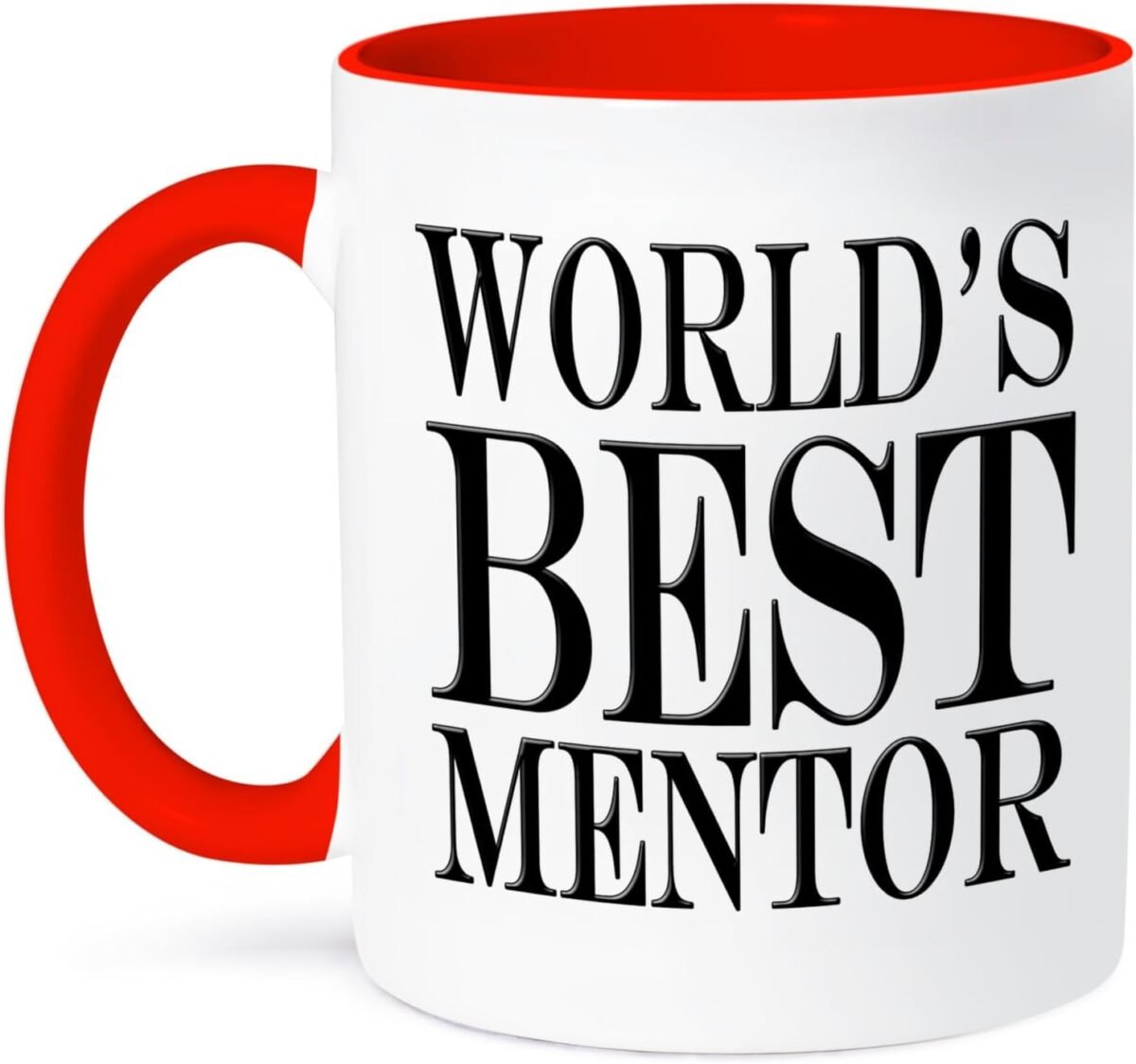 3dRose 15oz Coffee Mug Two Tone Red Worlds Best Mentor