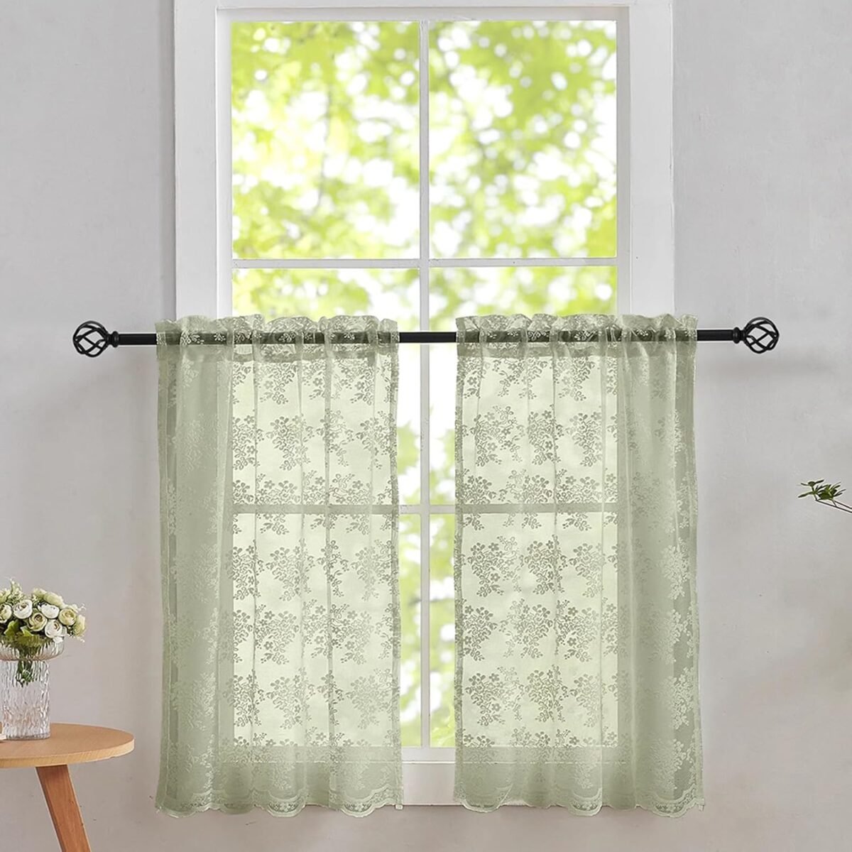 Sage Green Kitchen Curtains 36 inch Length 2 Panels Spr
