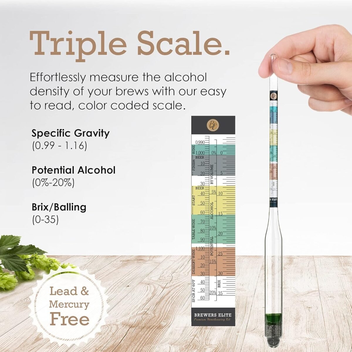 1750351547 Brewers Elite Hydrometer for Home Brew Beer Wine M