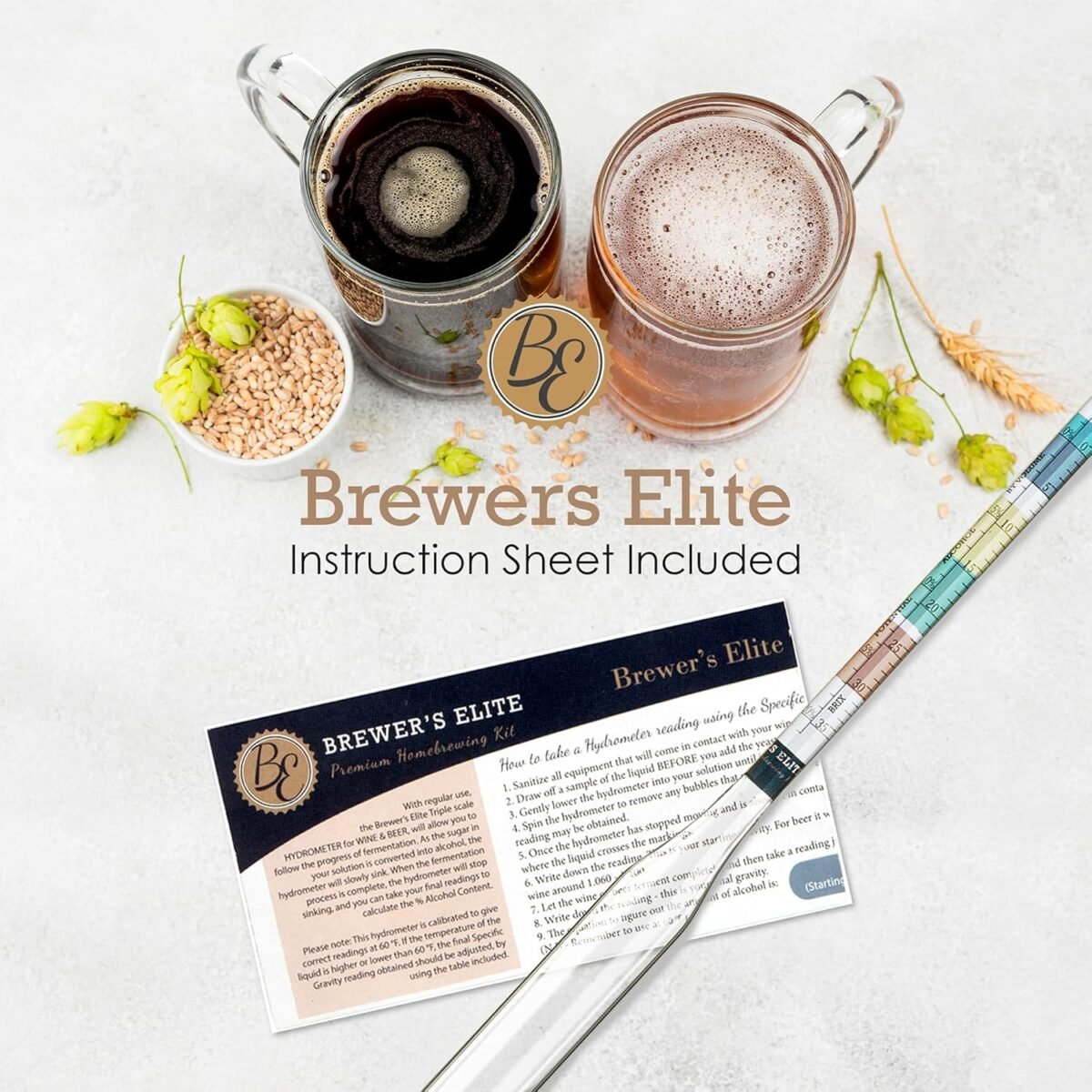 1750351551 Brewers Elite Hydrometer for Home Brew Beer Wine M