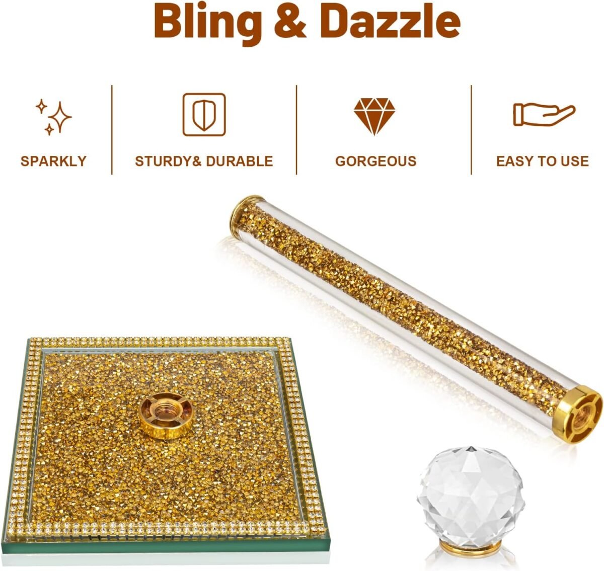 1750783899 Gold Paper Towel Holder Stand Crystal Paper Towel Holde