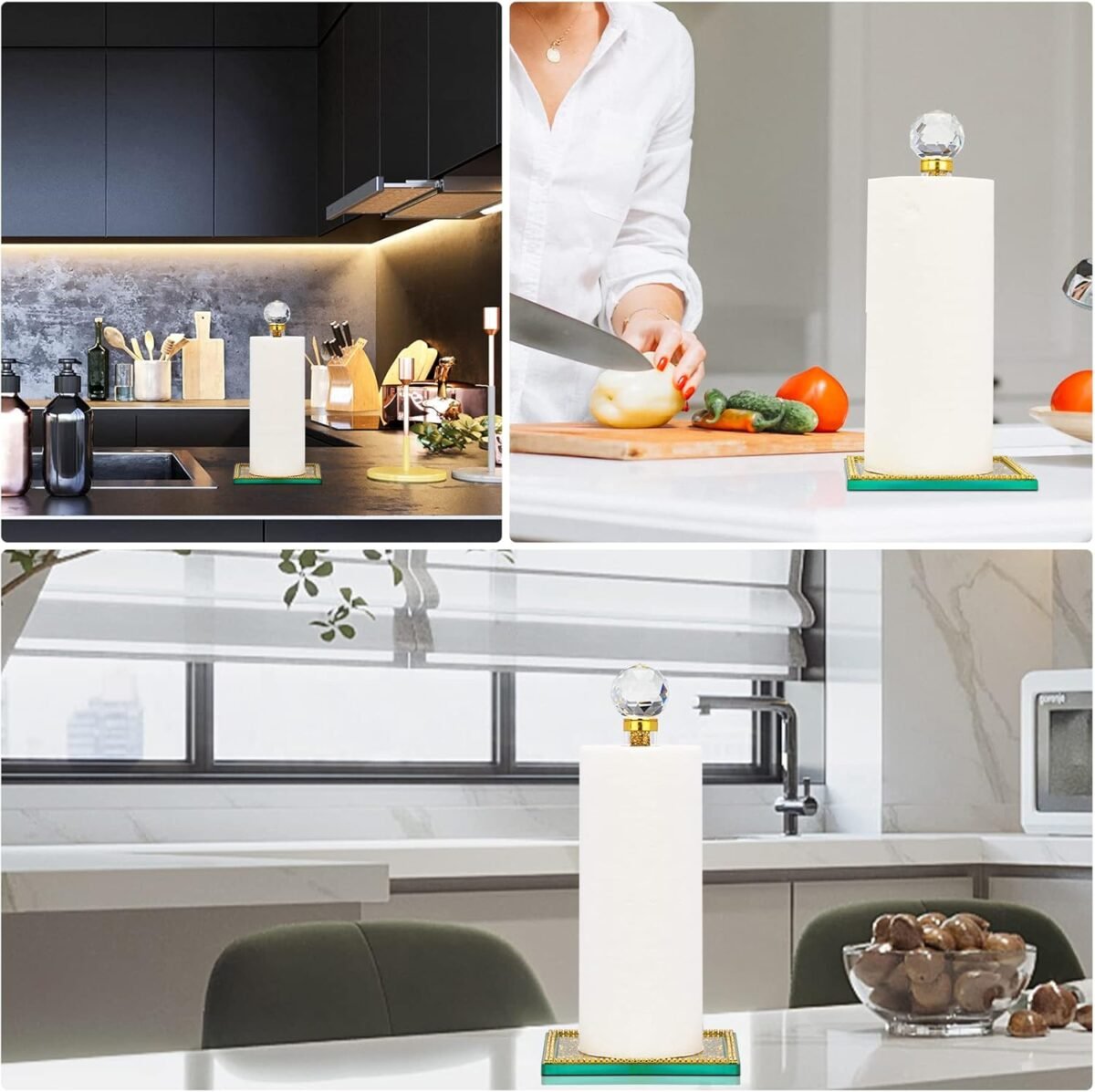 1750783903 Gold Paper Towel Holder Stand Crystal Paper Towel Holde