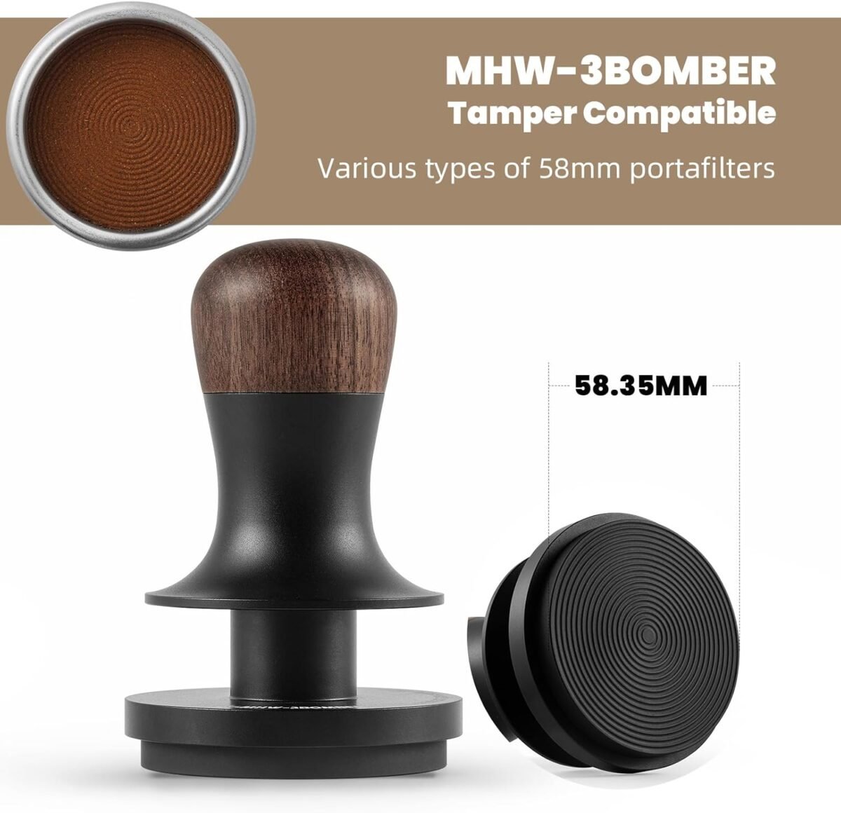 1750956783 MHW 3BOMBER 58mm Espresso Coffee Tamper with Three Spri