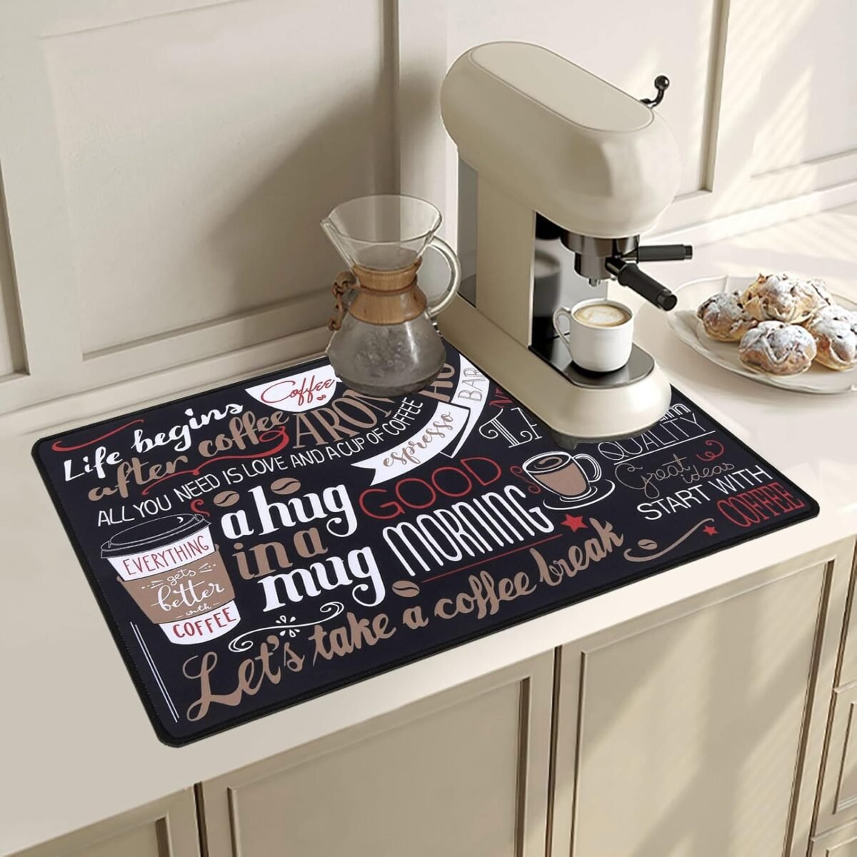 1751129705 SHACOS Coffee Mat 2 Pack 12x19 inch Absorbent Non Slip