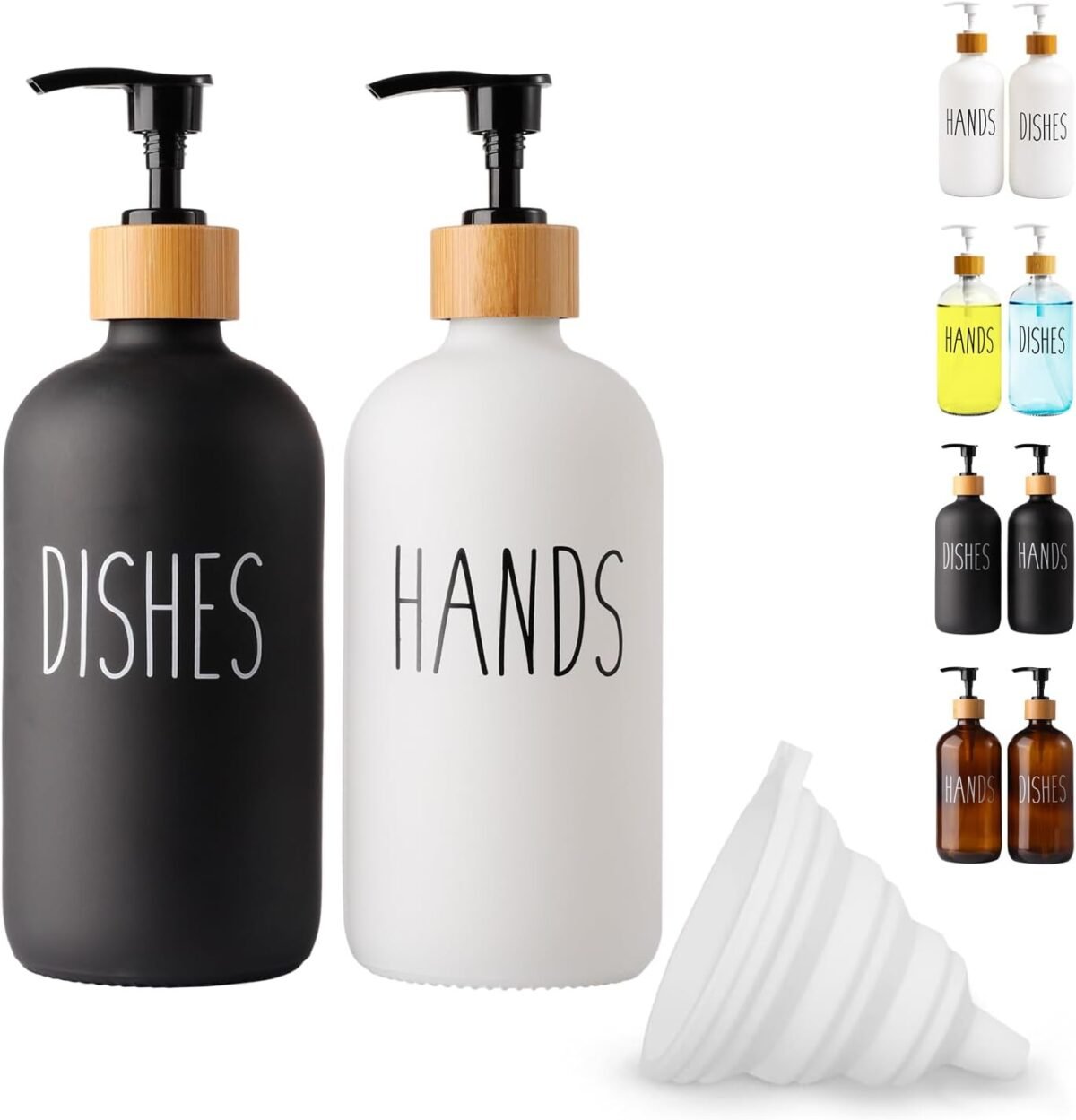 2 Pack Glass Soap Dispenser Set Hand and Dish Glass So