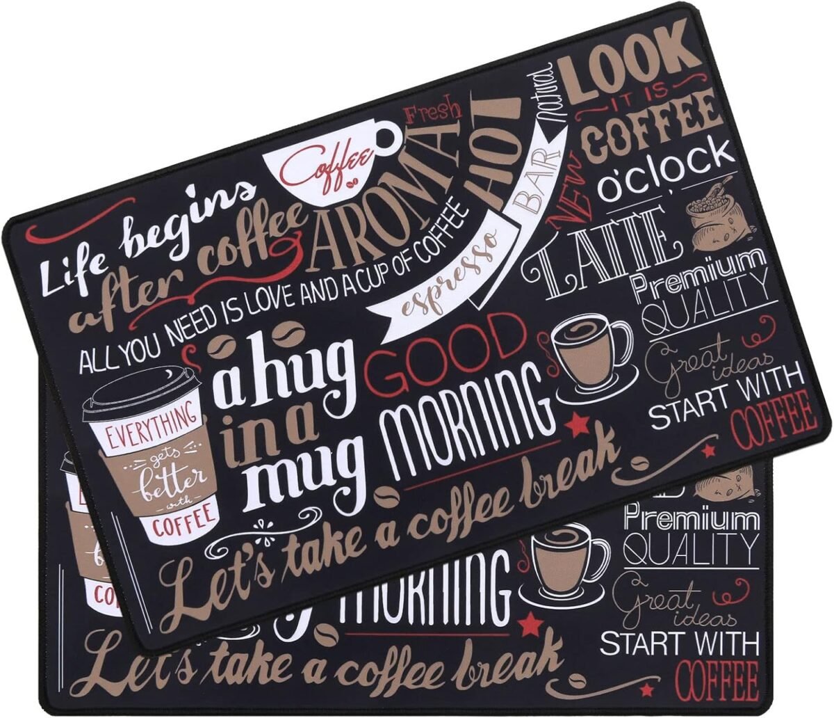 SHACOS Coffee Mat 2 Pack 12x19 inch Absorbent Non Slip