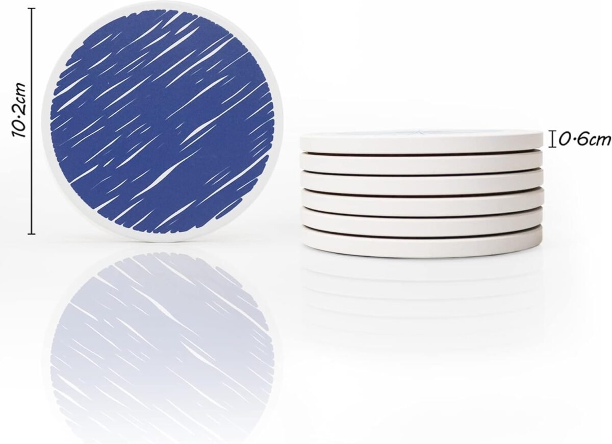 1751389188 AD Set of 6 Coasters for Drinks Absorbing Round Ceramic