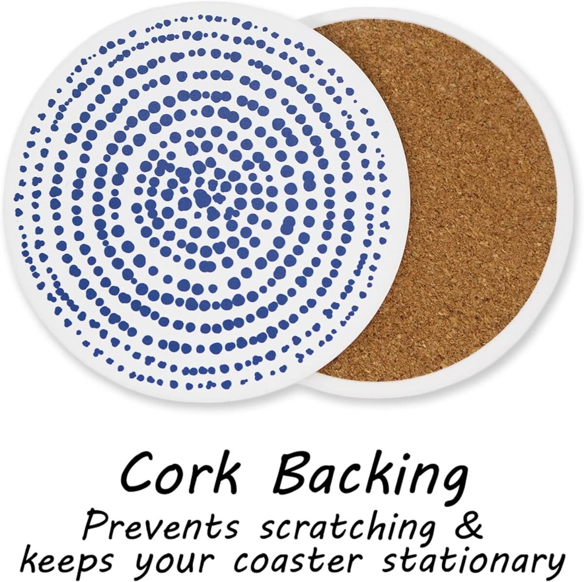 1751389189 AD Set of 6 Coasters for Drinks Absorbing Round Ceramic