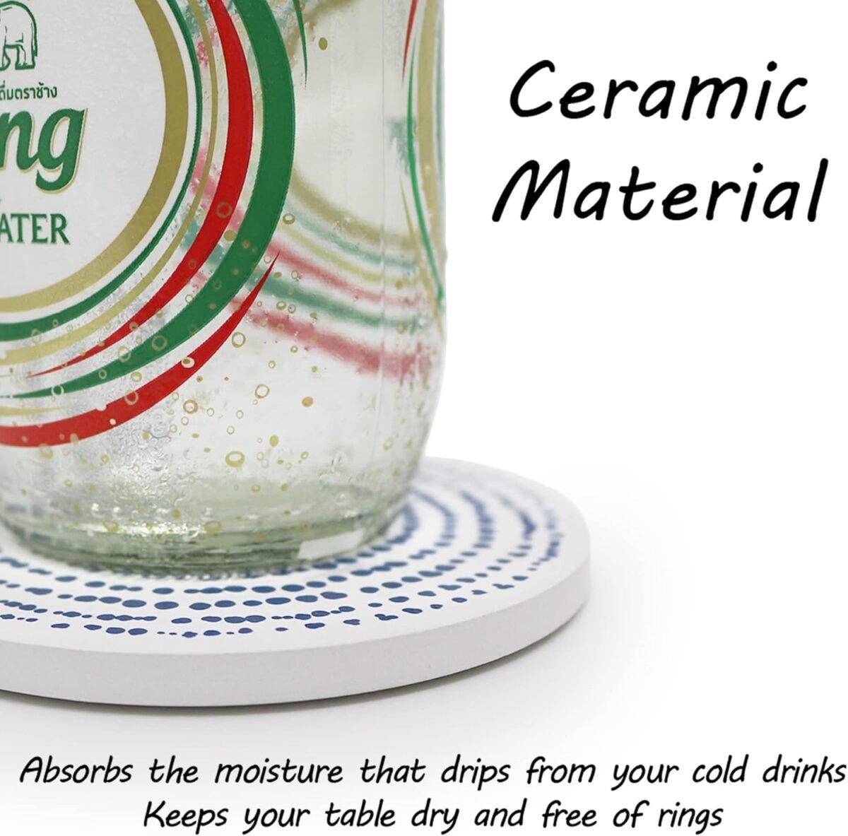 1751389190 AD Set of 6 Coasters for Drinks Absorbing Round Ceramic