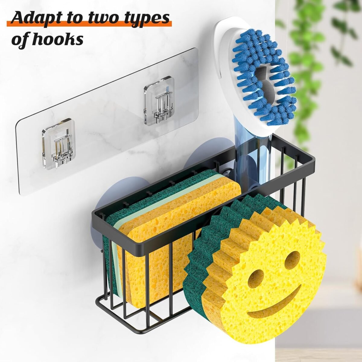 1751475752 Sponge Holder Smiley Face Sink Organizer with 2 Suctio