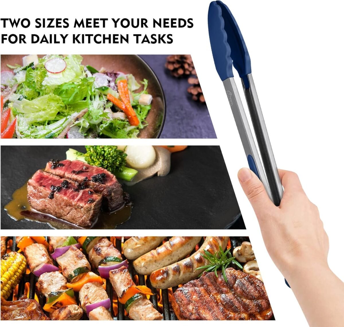 1751822068 HOTEC Premium Stainless Steel Locking Kitchen Tongs wit