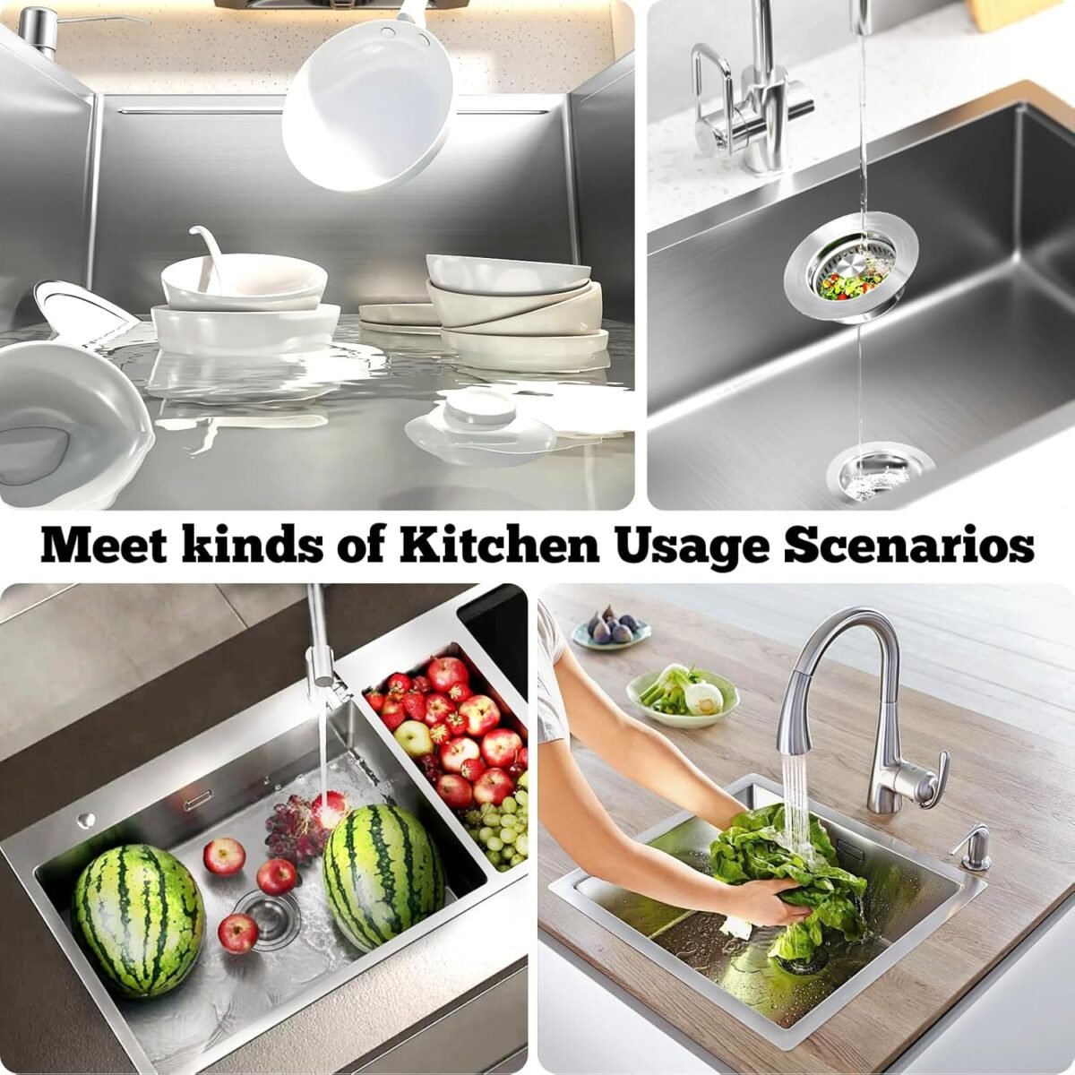 1751995237 Upgraded 3 in 1 Kitchen Sink Drain Strainer Stopper Br