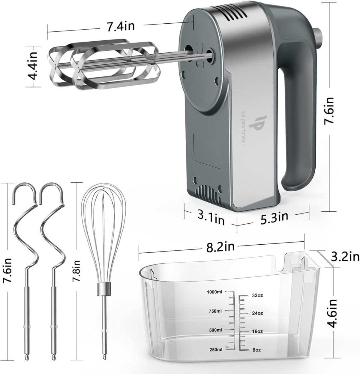 1752341339 Hand Mixer Electric 450W Kitchen Mixers with Scale Cup